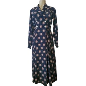 Liz Claiborne Retro Collared Midi Dress 4 Vintage 80s Medallions Career Office